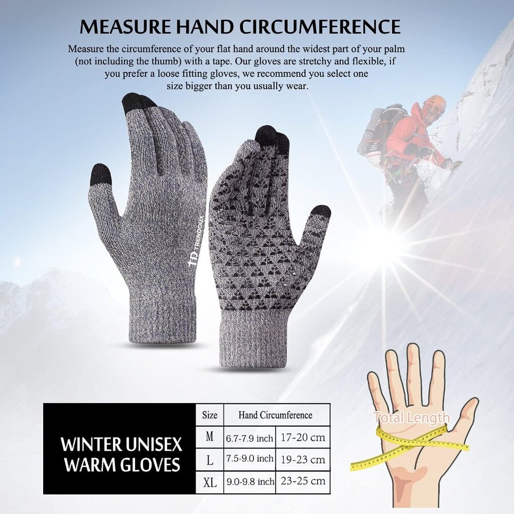 Winter Gloves for Men Women - Upgraded Touch Screen Cold Weather Thermal Warm Kn - Picture 5 of 6